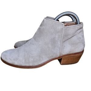 Sam Edelman Boots: Suede Putty Women’s Size 7 Ankle Booties Tan Beige Block Heel